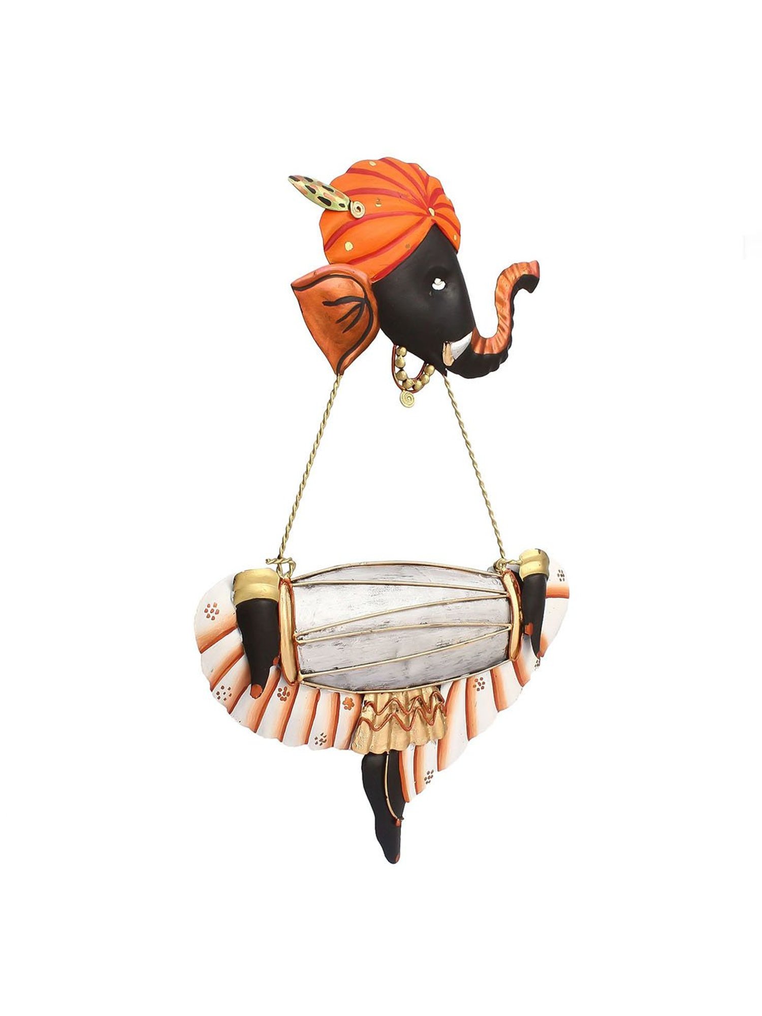 eCraftIndia Musician Ganesha Playing Dholak Wall Hanging