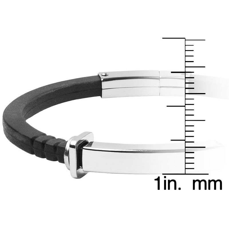 Men's West Coast Jewelry Stainless Steel and Black Rubber ID Bracelet
