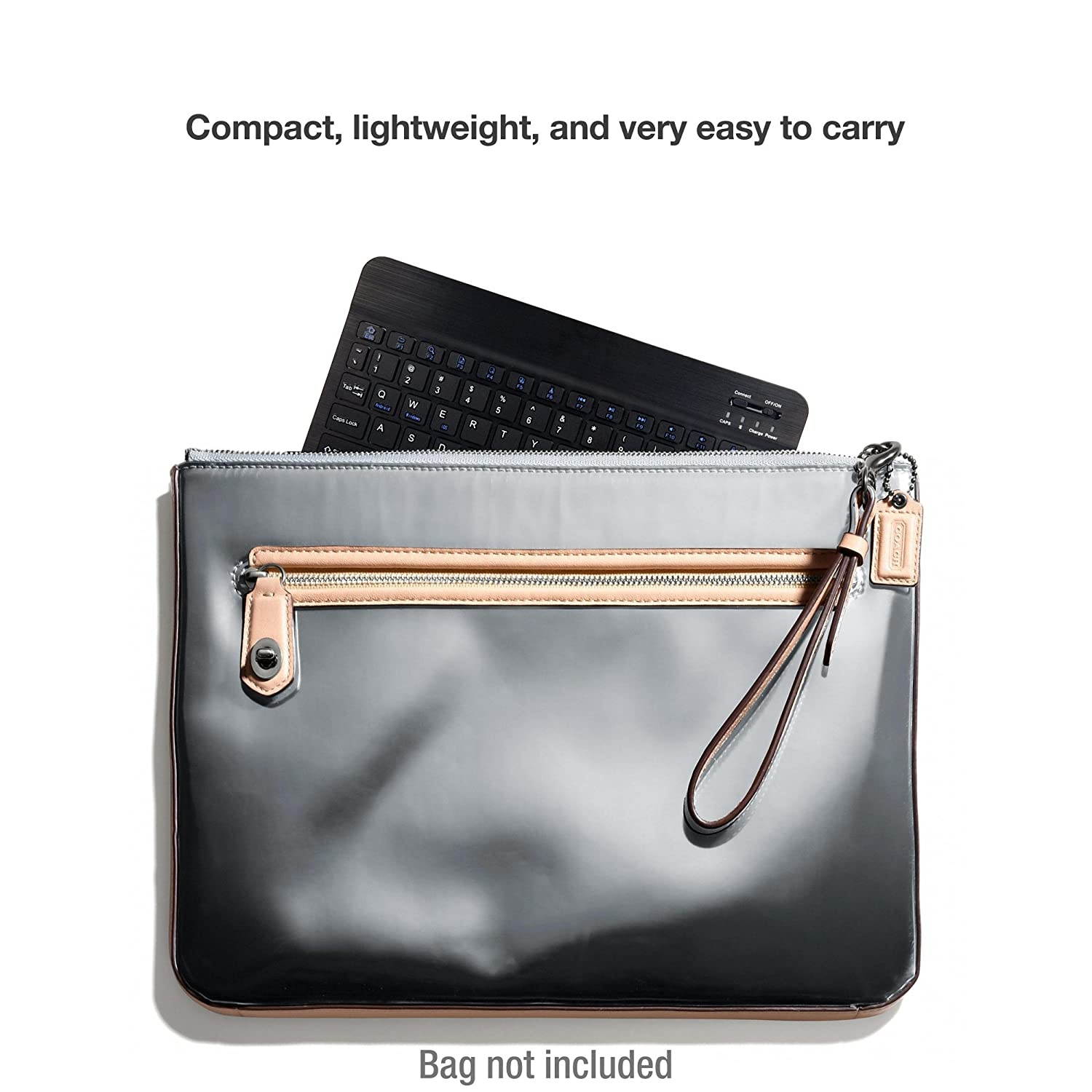 Kurio Next Keyboard, BoxWave [SlimKeys Bluetooth Keyboard] Portable Keyboard with Integrated Commands for Kurio Next - Jet Black