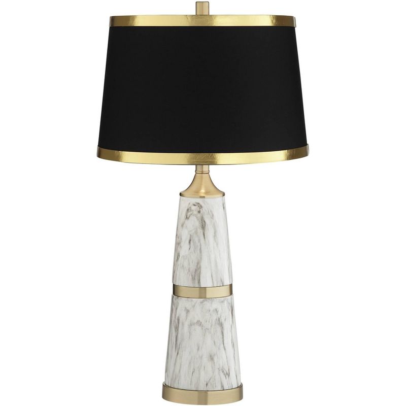 Possini Euro Design Possini Euro Irina Faux Marble Table Lamp with Black Shade