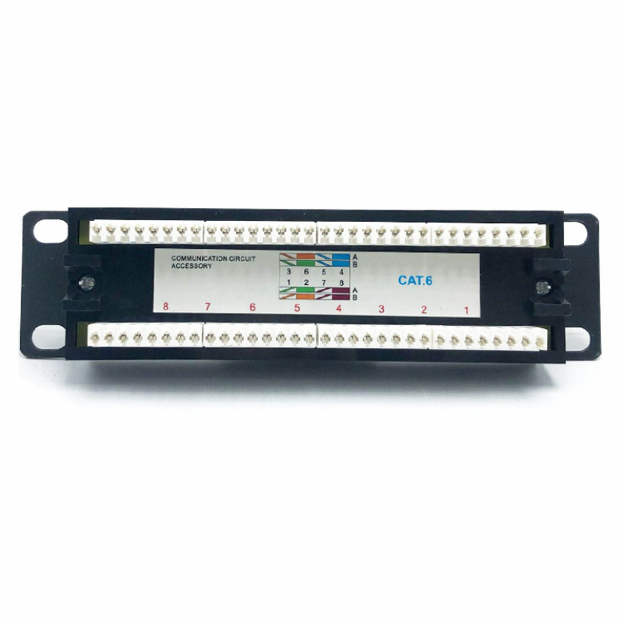 Yankok CAT6 8 Port Patch Panel Supports Back CAT5/5e Unshielded with Coded T568A/B Wiring for RJ45 Network Cables Rack/Wall Mount 1U (Come with Basic Termination Tool)