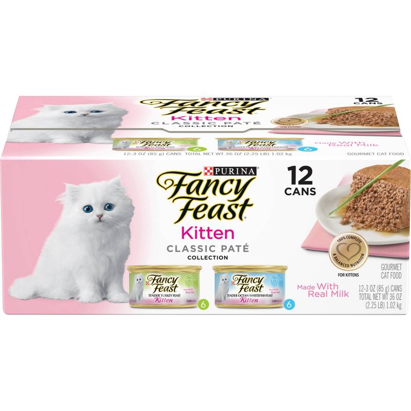 Purina Fancy Feast Classic Paté Gourmet Wet Cat Food Collection Kitten - 3oz/12ct Variety Pack