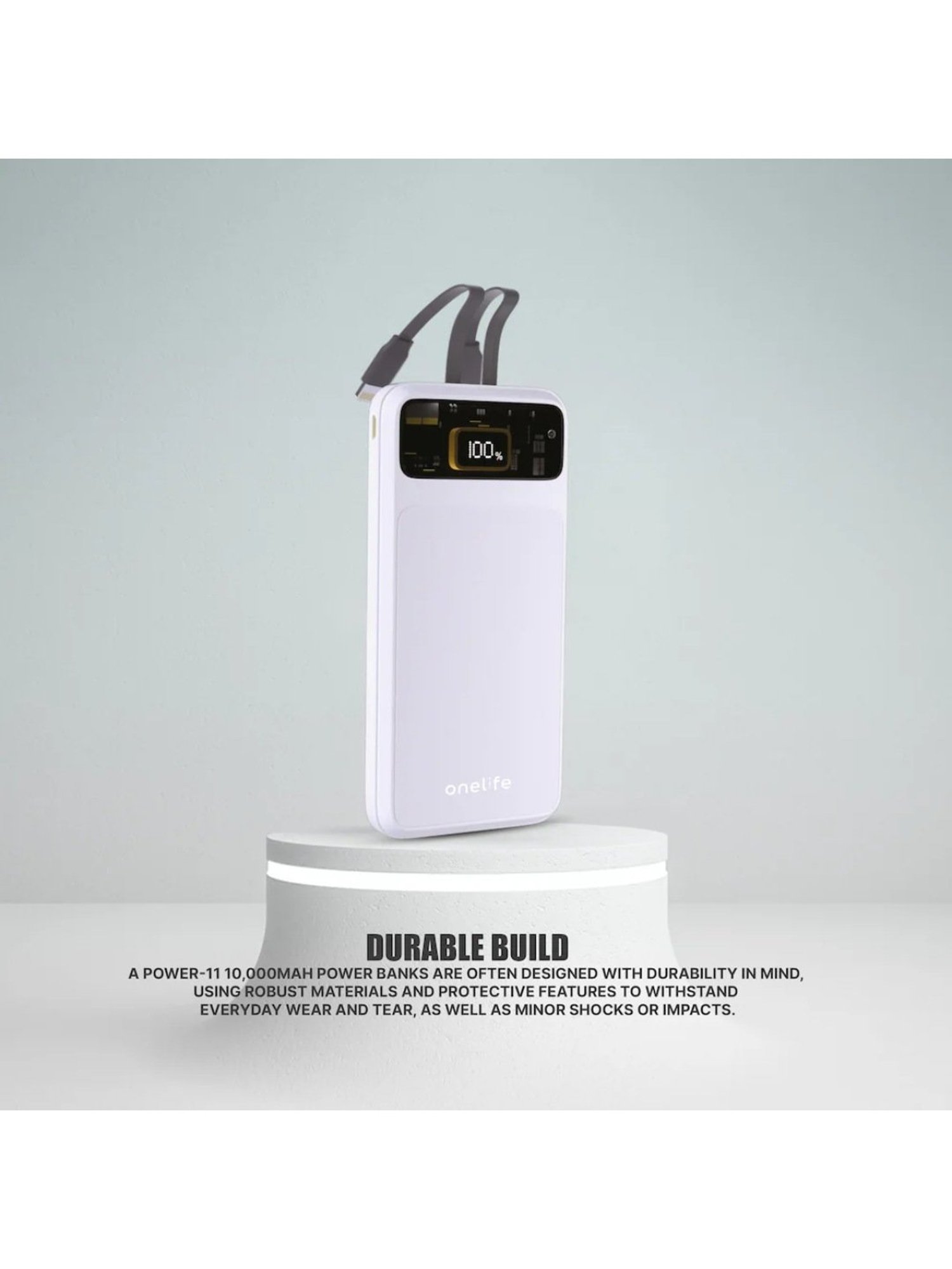 Onelife Power 11, 10000 mAh 30W Fast Charging Power Bank with PD3.0 30W for 2 USB-C Ports (White)