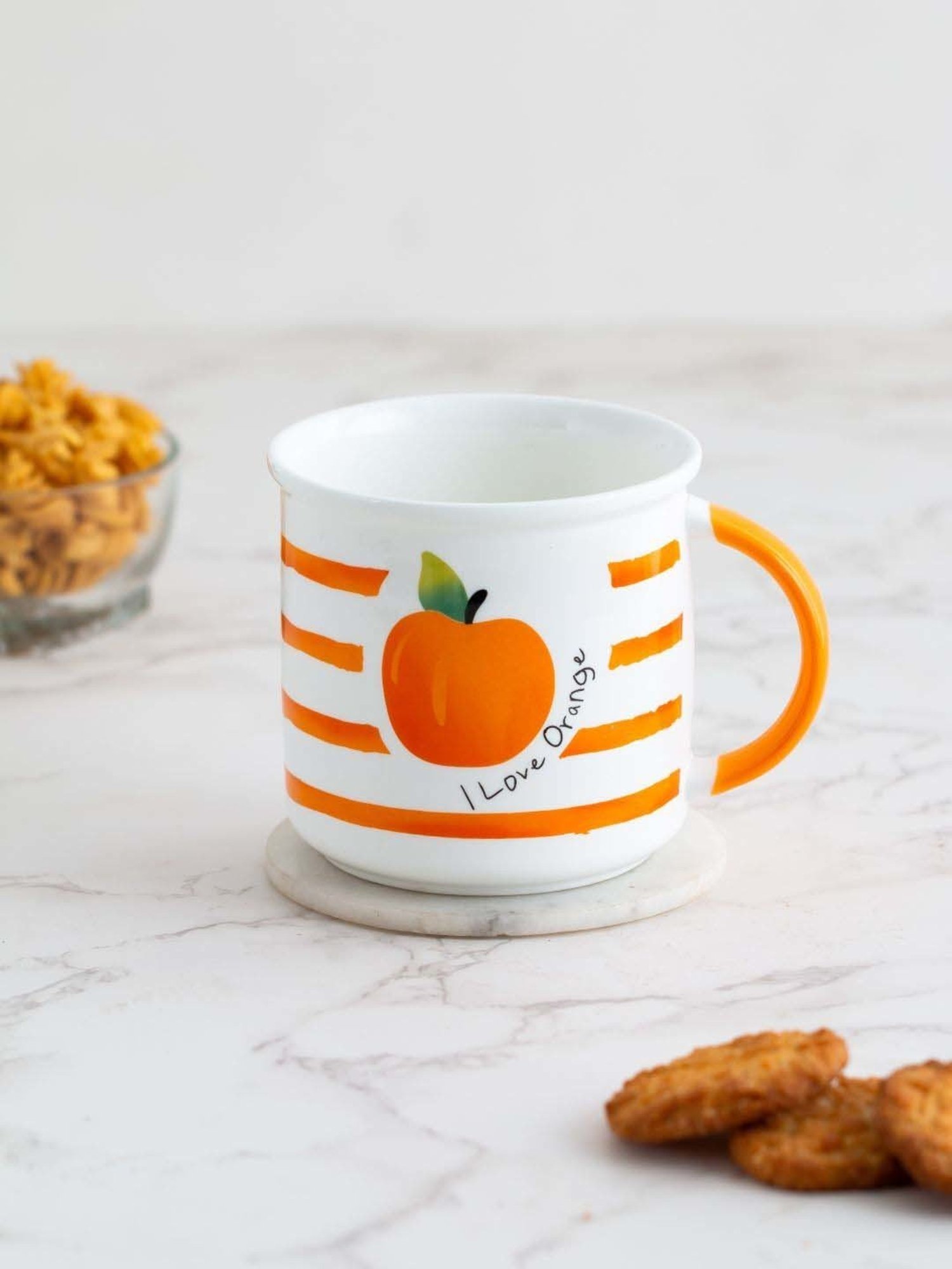 JCPL Marc White & Orange Ceramic Mug (0.35 L)