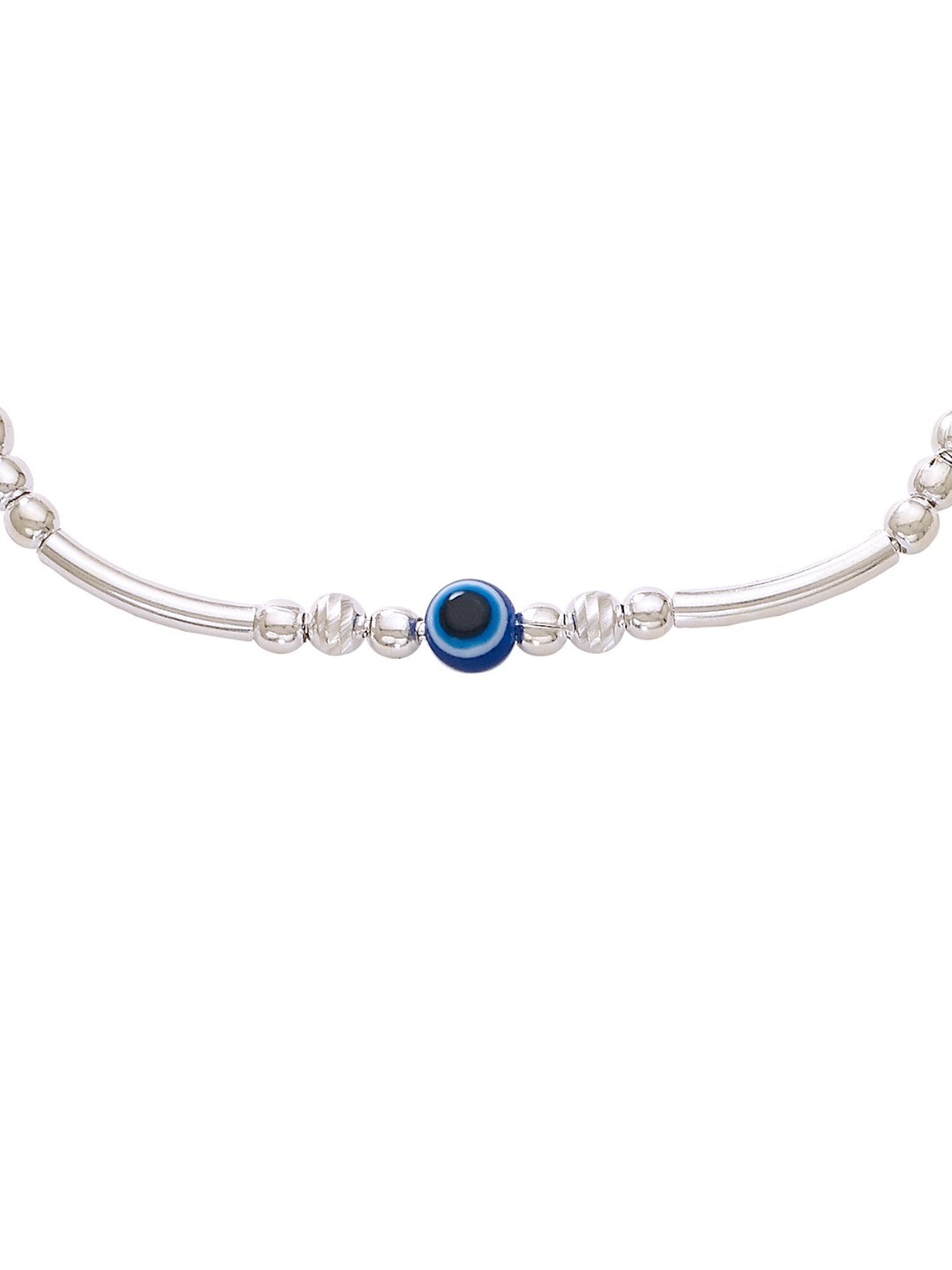 Taraash 925 Sterling Silver Evil Eye Beaded Rakhi for Brother/Bhai