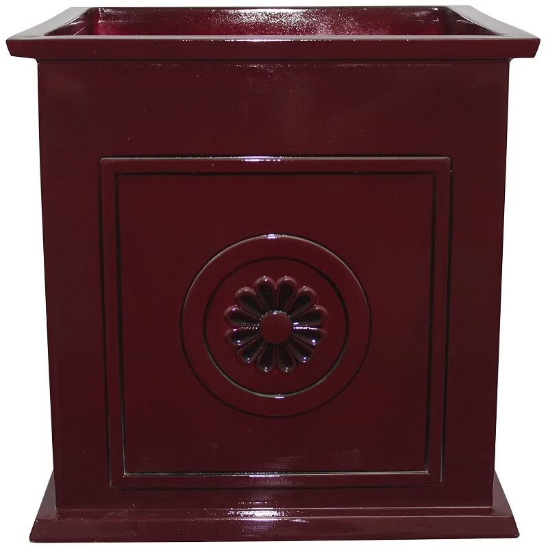 Southern Patio CMX-046998 Colony 16 Inch Square Resin Ceramic Indoor Outdoor Garden Box Planter Pot for Flowers, Herbs, Vegetables, and Plants, Red