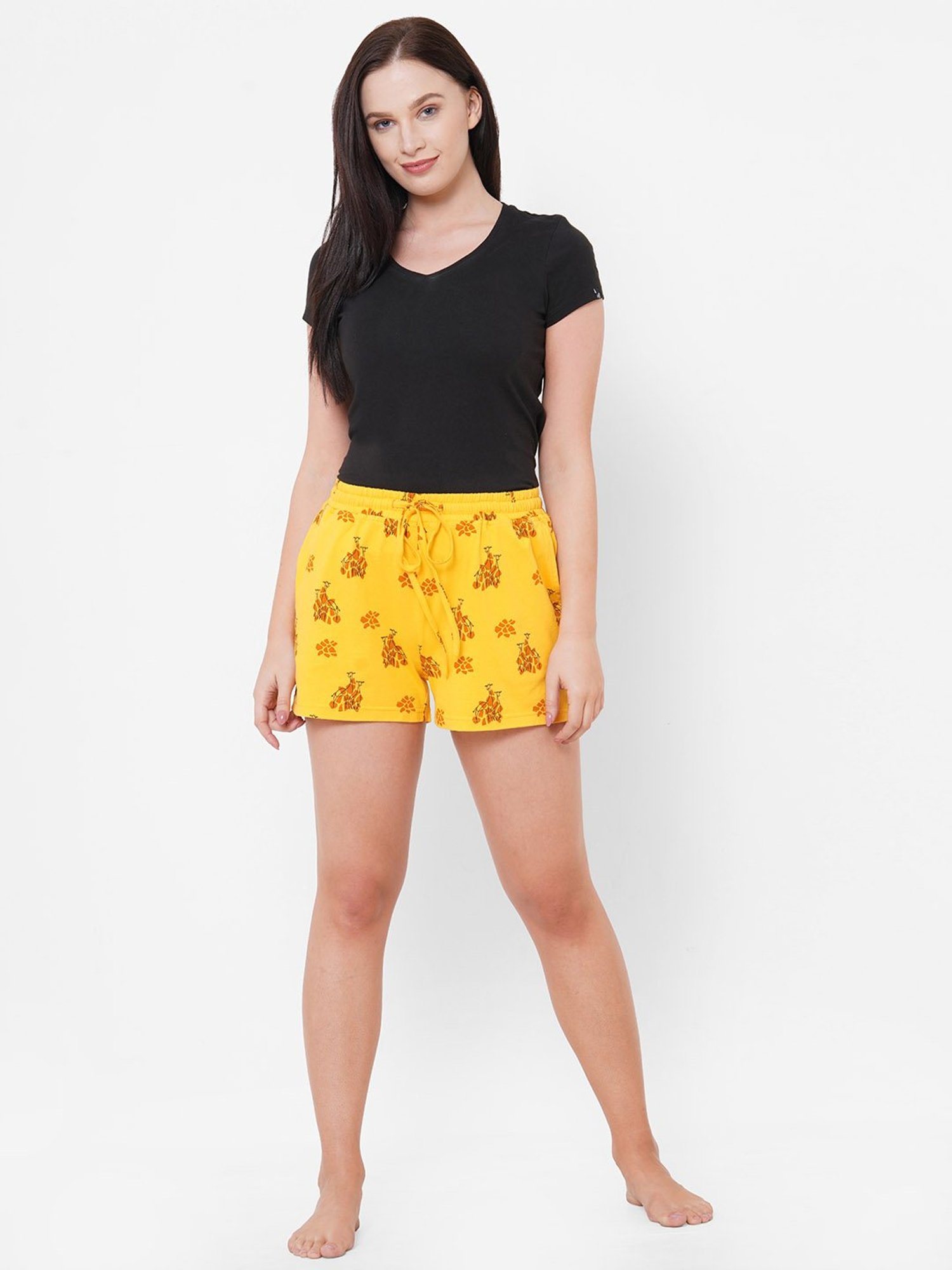 Mystere Paris Yellow Printed Shorts