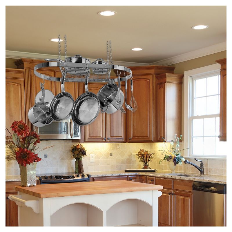 Range Kleen Oval Hanging Pot Rack - Stainless Steel