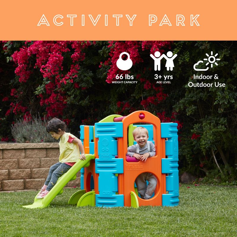 ECR4Kids Activity Park Playhouse for Kids, Indoor Outdoor Play House with Slide or Climb Stairs