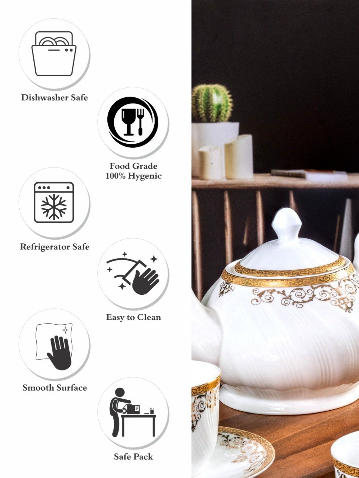 Goodhomes White Bone China 3pcs Serving Tea Set