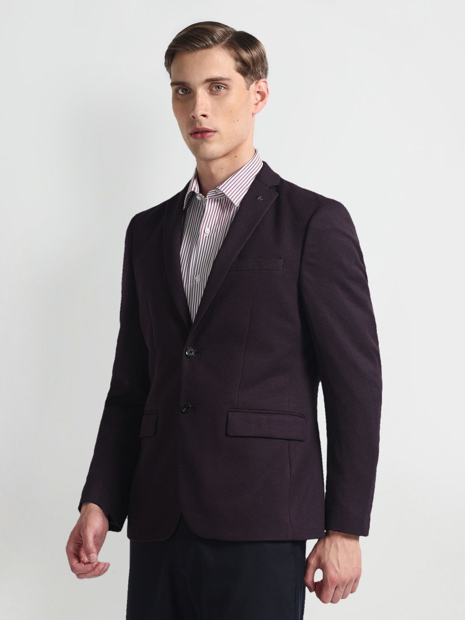 Arrow Red Slim Fit Texture Blazer