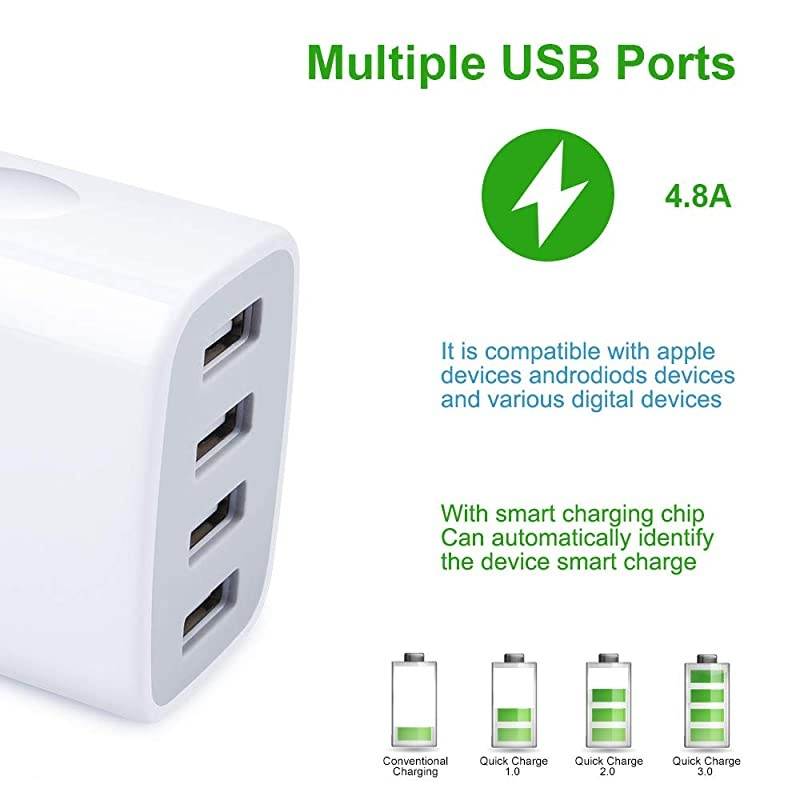 Fast Charge Wall Charger High Speed 48A Charger Cube Brick Base Compatible with iPhone 11 X876sPlusiPad ProAir 2Mini LG Nexus HTC Samsung GalaxyS10S9S8 S7S6Plus Note Nexus