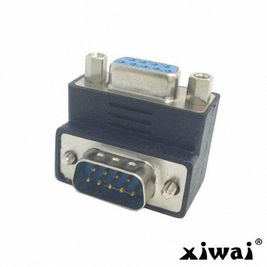 Xiwai Down Right Angled 270 degree RS232 D-Sub 9Pin Male screw type To Female Nut type extension Adapter