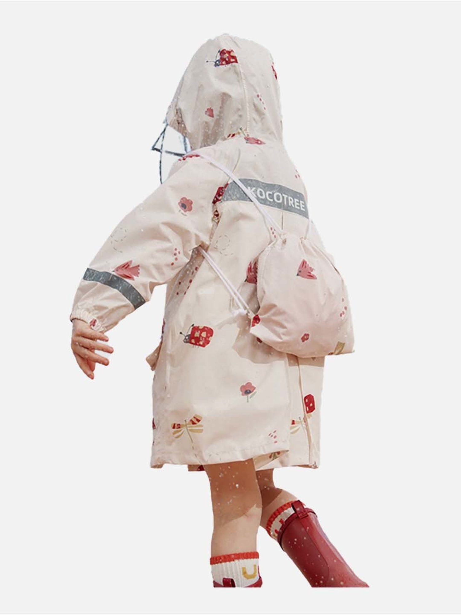 Little Surprise Box Kids Pink Printed Full Sleeves Raincoat