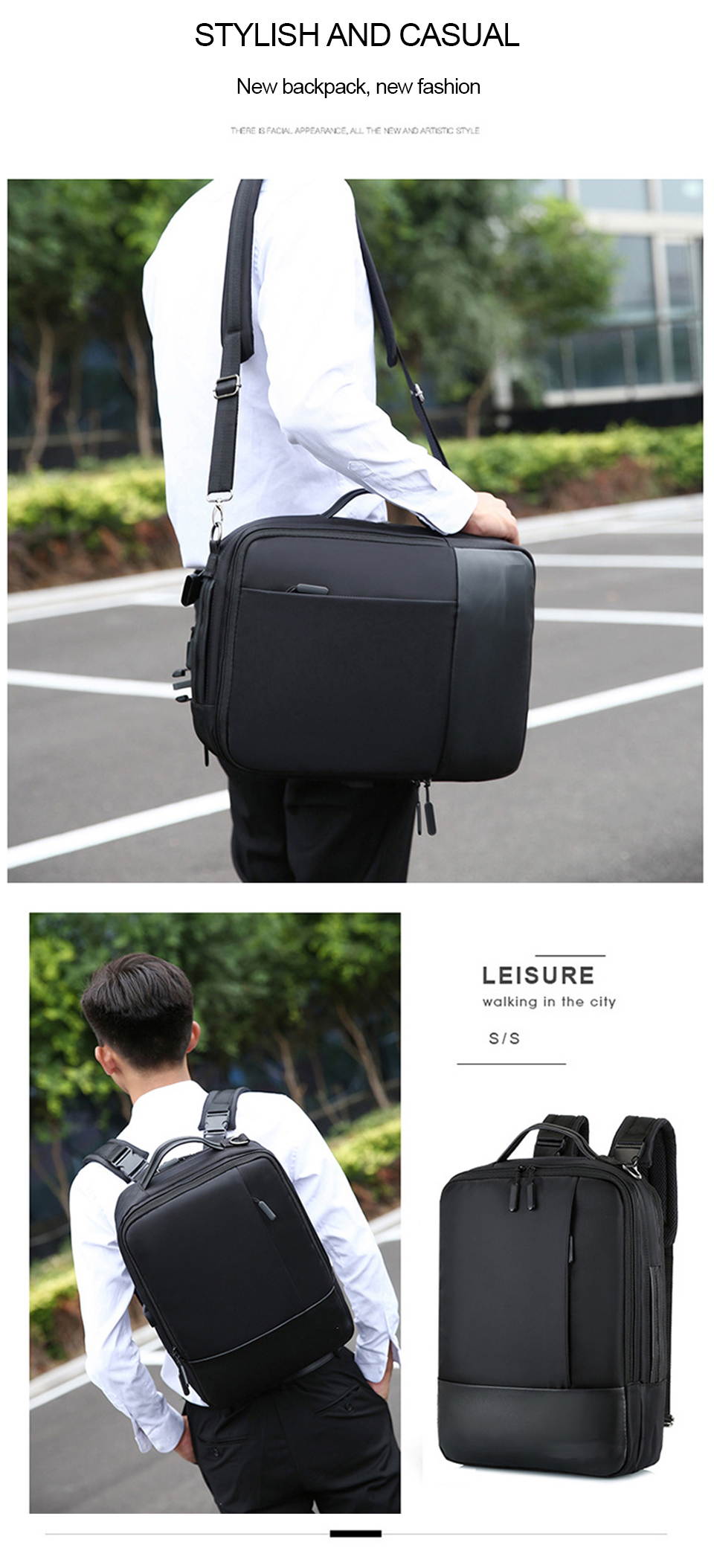 ESTONE 1815# Travel Laptop Backpack Business Slim Durable Daypack with USB Charging Port College Computer Bag Backpack Hiking Backpack Rucksack Gym Bag for Men Women Fits 15.6 Inch Laptop, Brown