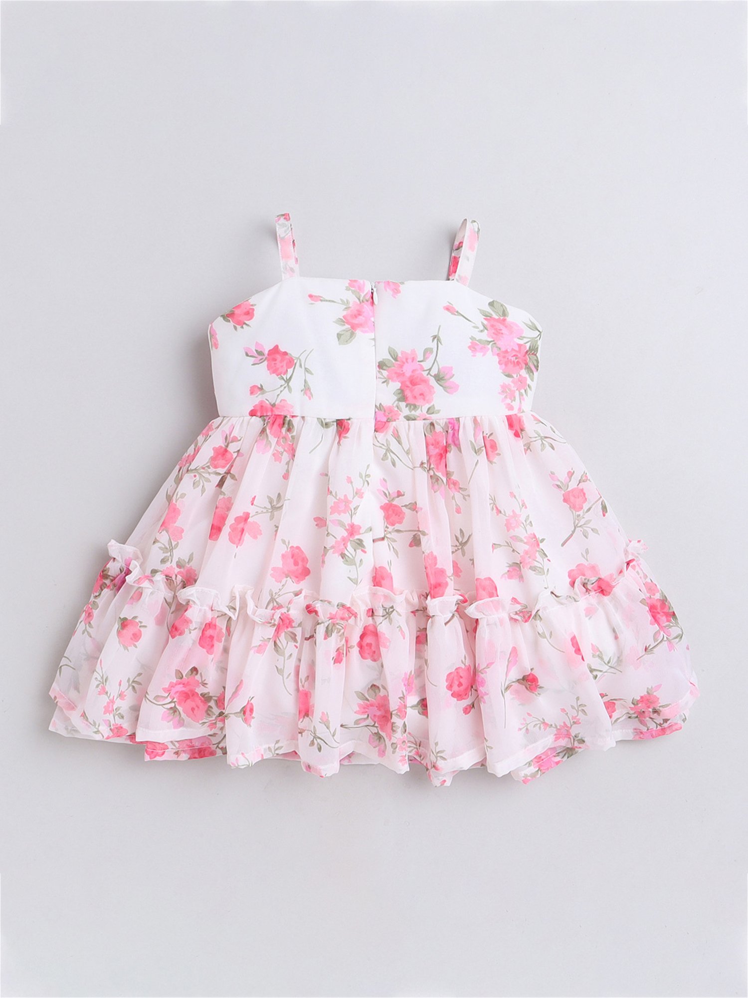 Many Frocks Kids White Floral Print Dress