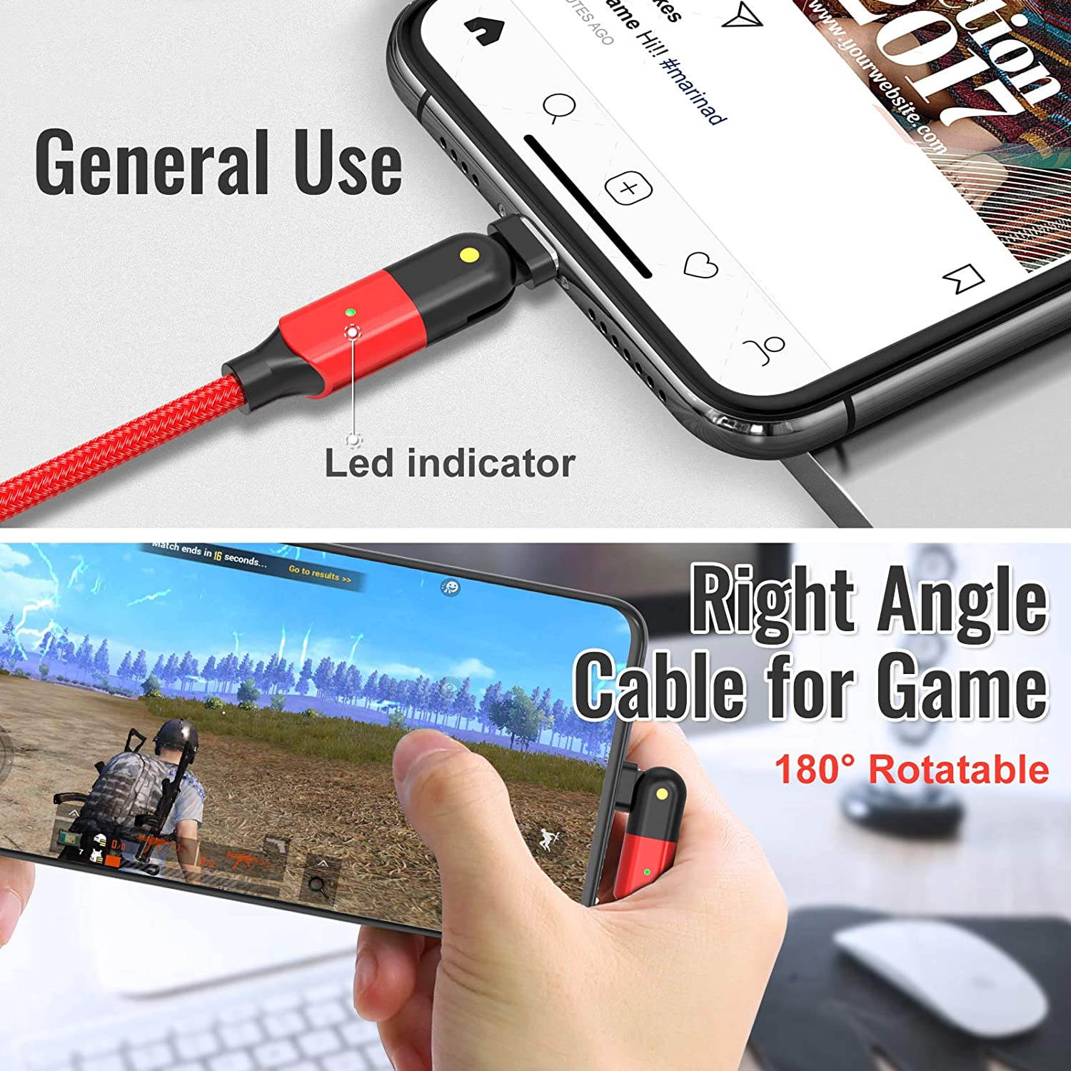 USB C to USB C 100W Fast Charging Cable 6.6ft, 180 Degree Rotatable Type C Charger Cord Compatible with MacBook Pro 2020/2019/2018, iPad Pro 2020/2018,Galaxy S20 S9,Pixel,Switch