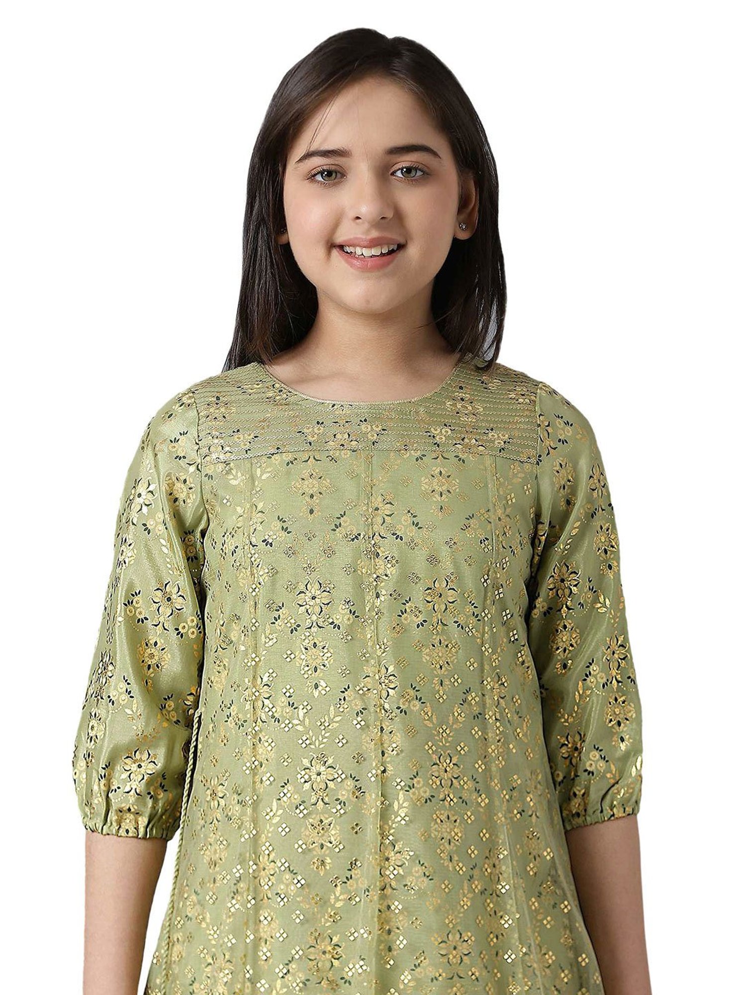 Aurelia Kids Green Floral Print Dress