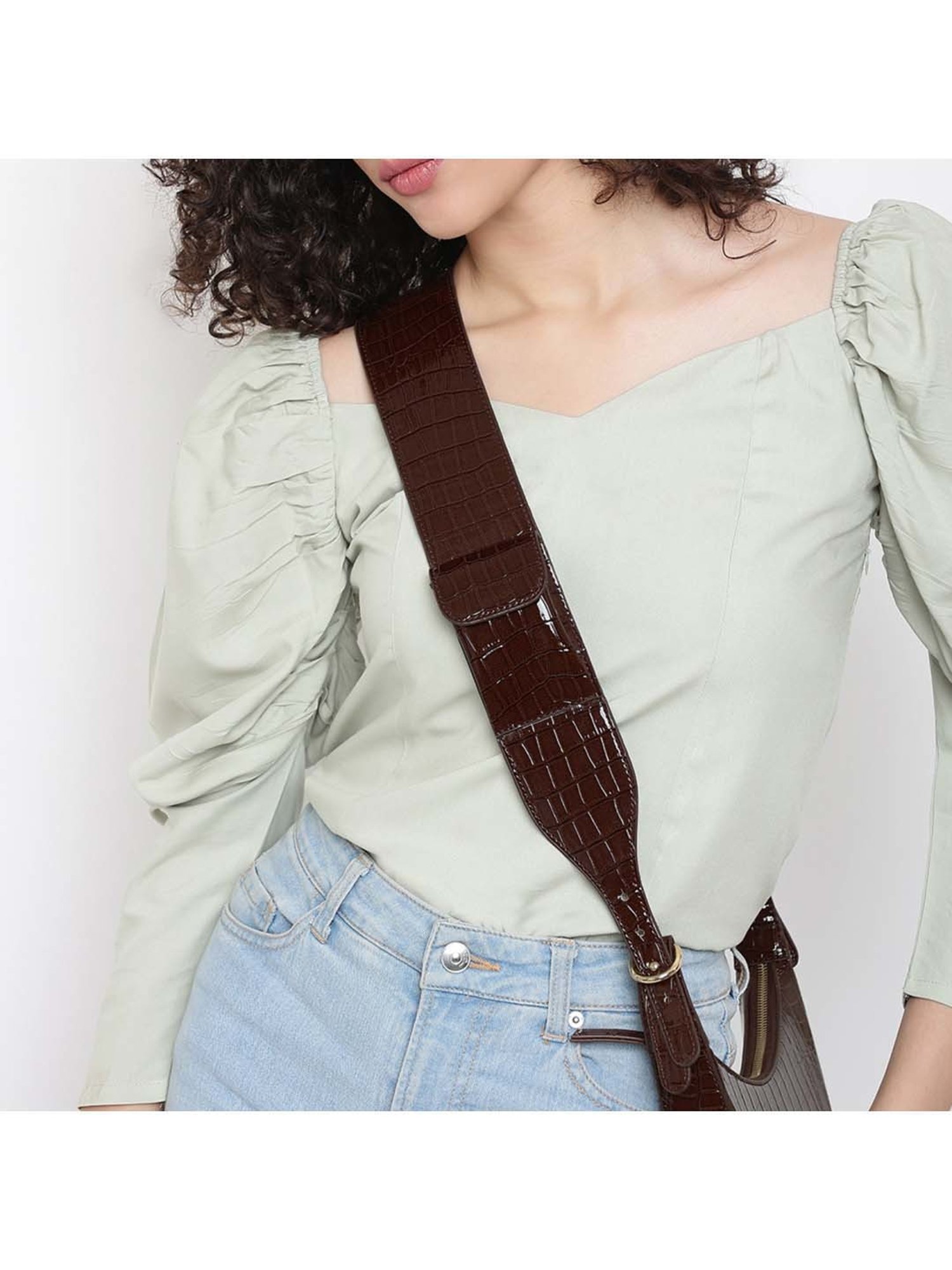 KLEIO Brown Textured Medium Sling Handbag