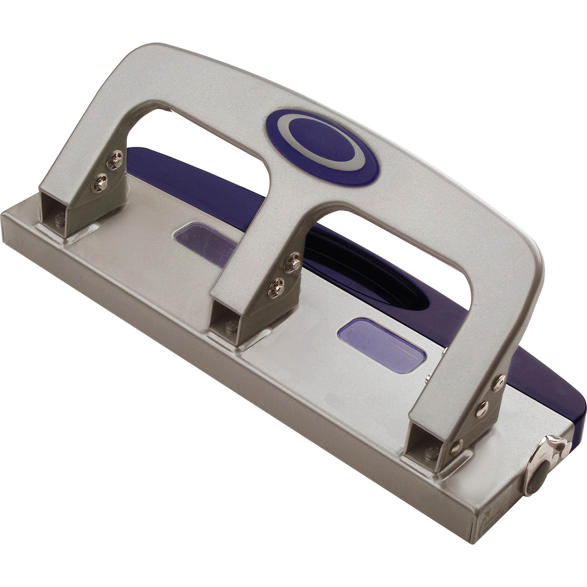 OIC Deluxe Standard Hole Punch - 3 Punch Head(s) - 20 Sheet Capacity - 9/32" - Silver