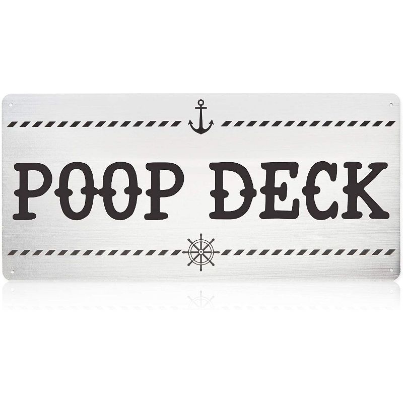 Okuna Outpost Funny Nautical Wall Decor for Baby Nursery, Poop Deck (16 x 7.5 Inches)