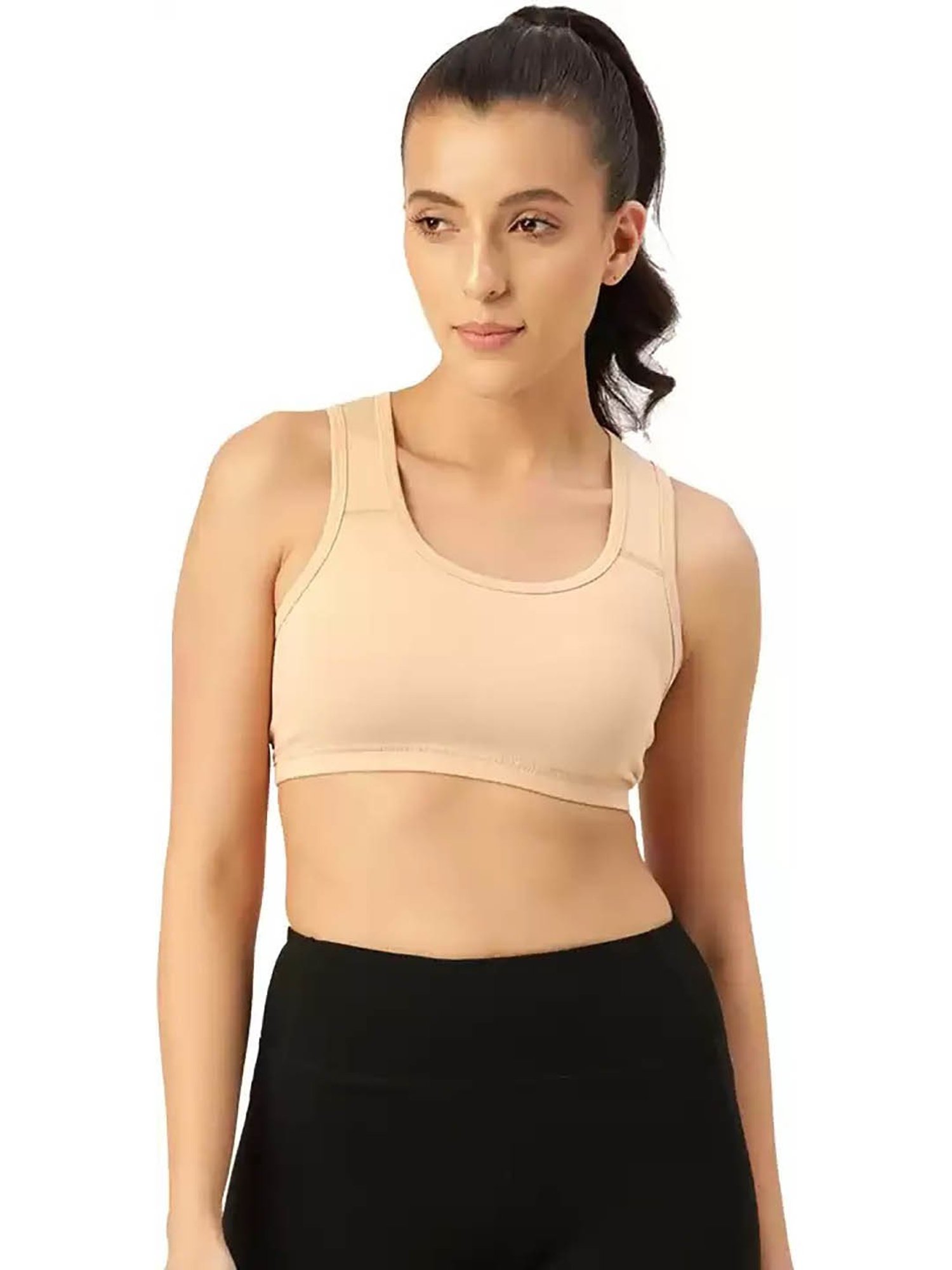 Leading Lady Beige Non-Padded Sports Bra