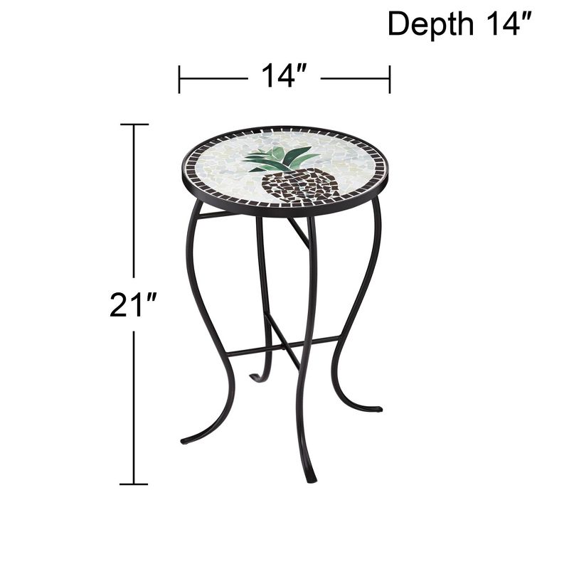 Teal Island Designs Beige Pineapple Mosaic Round Outdoor Accent Table