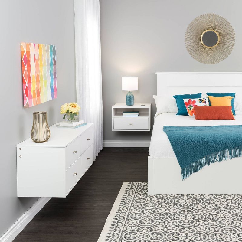 Floating 4 Drawers Dresser White - Prepac