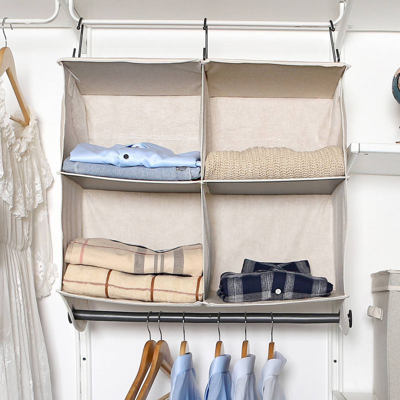 StorageWorks 2+2 Shelf Hanging Closet Organizer Beige