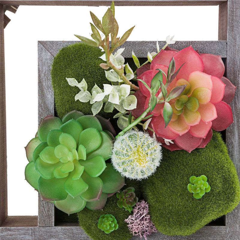 10" Indoor/Outdoor Wood Succulent Plant Wall Art Décor Gray - Alpine Corporation