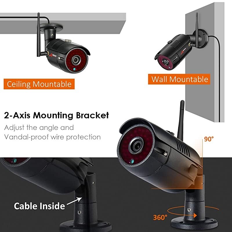 All-in-One Pre-install 1tb HDD]  Wireless Security Camera System,Home Business 12" LCD 4CH 1080P Monitor NVR Kit with 4pcs 2MP Wifi Outdoor Bullet IP Cameras Night Vision Email Alert Remote View