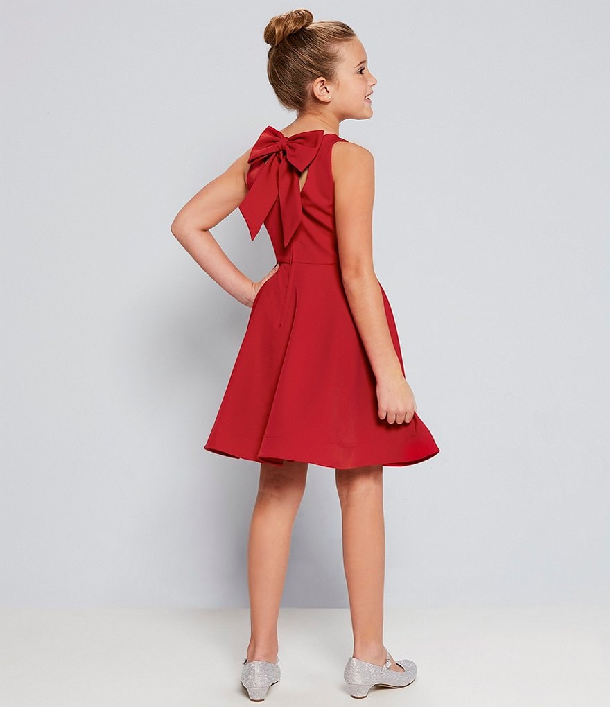 Rare Editions Big Girls 7-16 Sleeveless Bow-Back Fit-And-Flare Dress