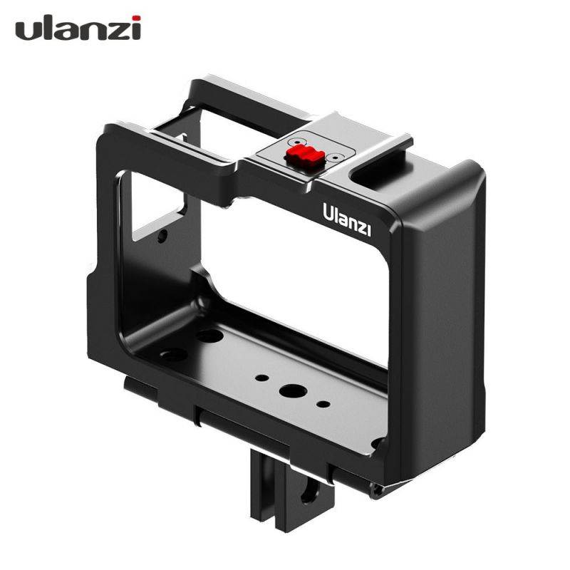 Ulanzi C-ONE R Aluminum Alloy Camera Cage Portective Case Mounting Bracket with Dual Cold Shoe Mounts 1/4 Thread Compatible with Insta360 ONE R Series Camera
