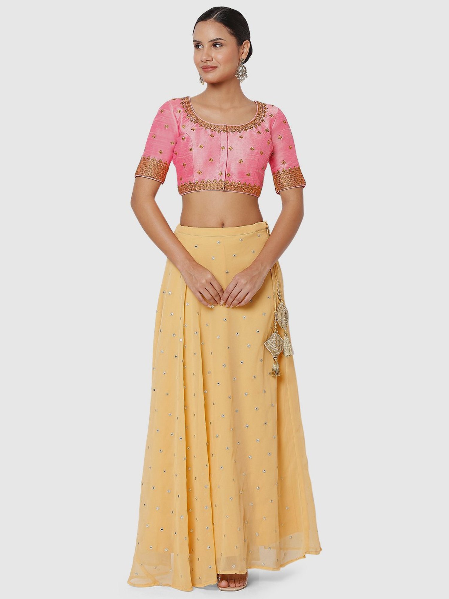 Salwar Studio Baby Pink Embroidered Readymade Blouse