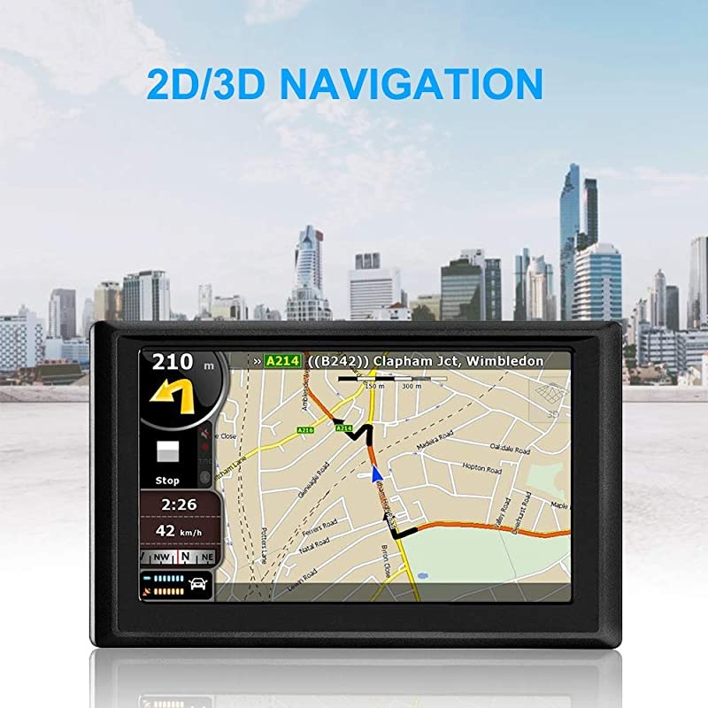 GPS Navigation System for Vhicles 5 inch HD Touch Screen, GPS Navigator Voice Traffic Warning Speed Limit Reminder, GPS Navigation System with 8GB Large Storage, Lifetime Maps Update for Free
