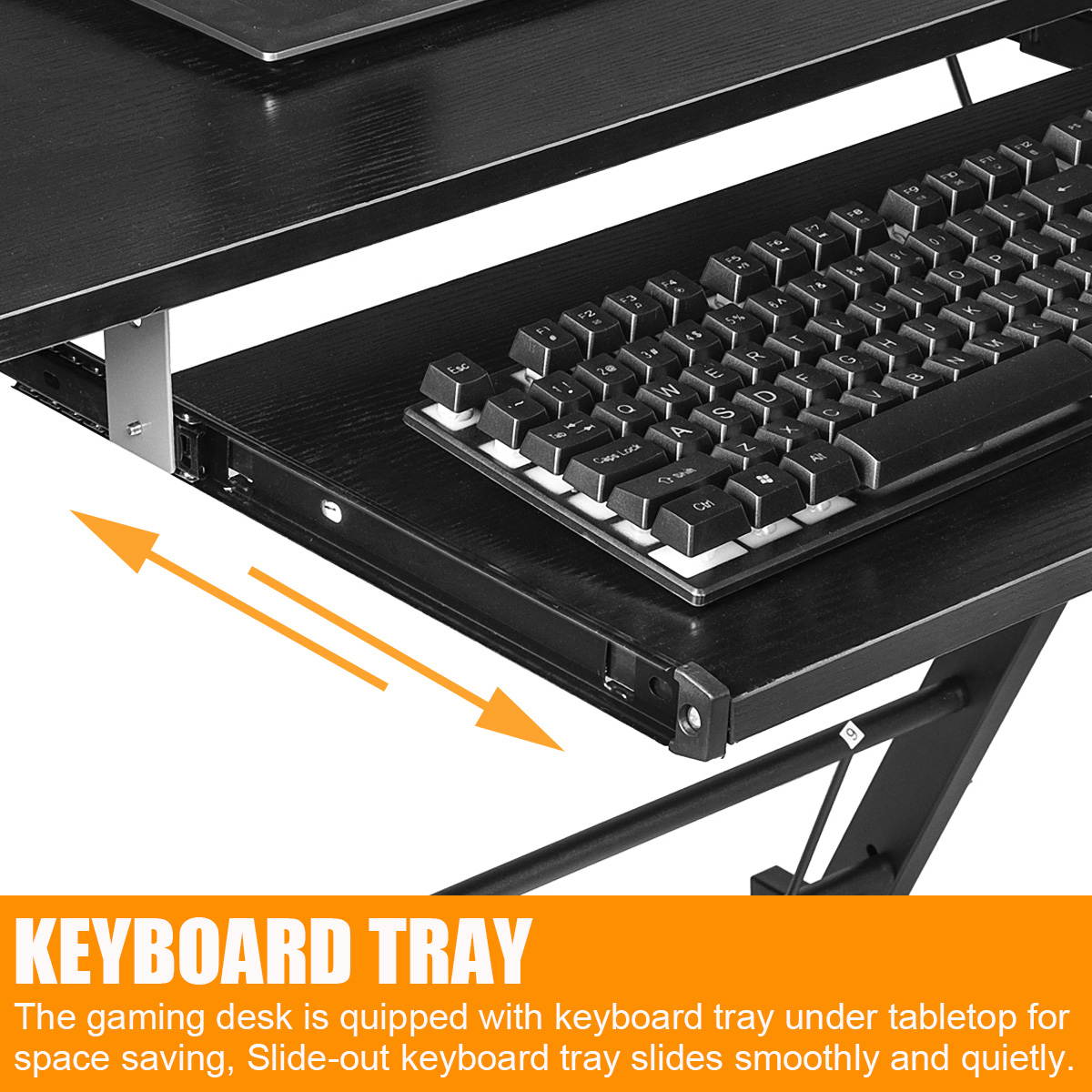 Gaming Desk, L-Shaped Professional E-Sport Gamer Workstation with Keyboard Drawer & High Class Wood Surface, Ergonomic PC Gaming Table for Home Office,Grey Black,GT146