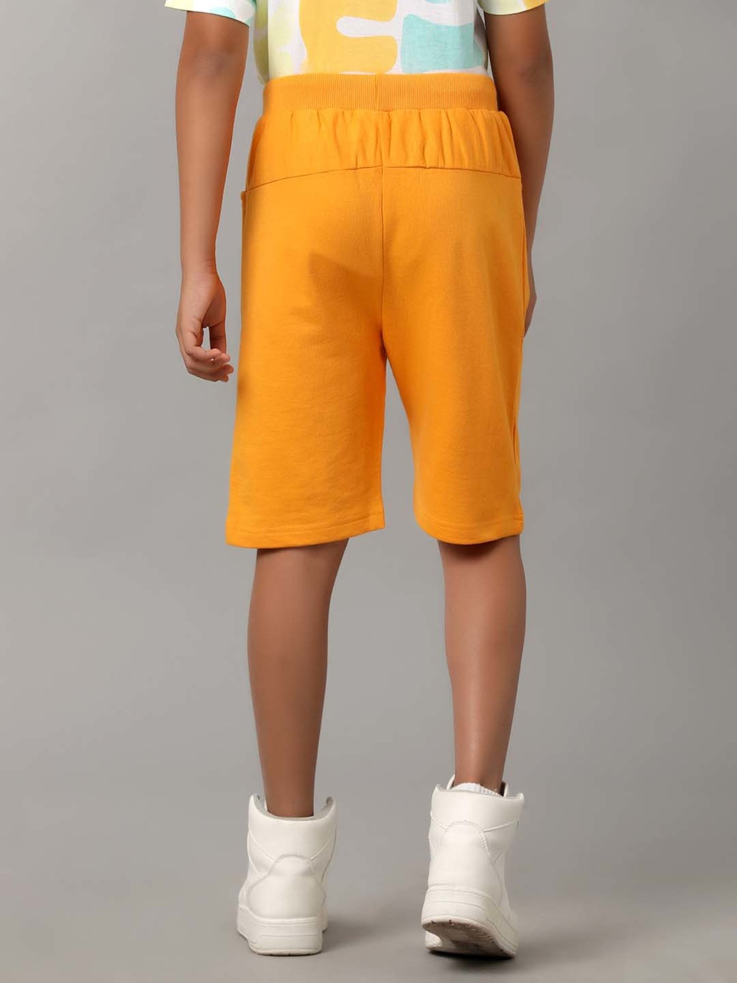 Under Fourteen Only Kids Yellow Cotton Printed Shorts