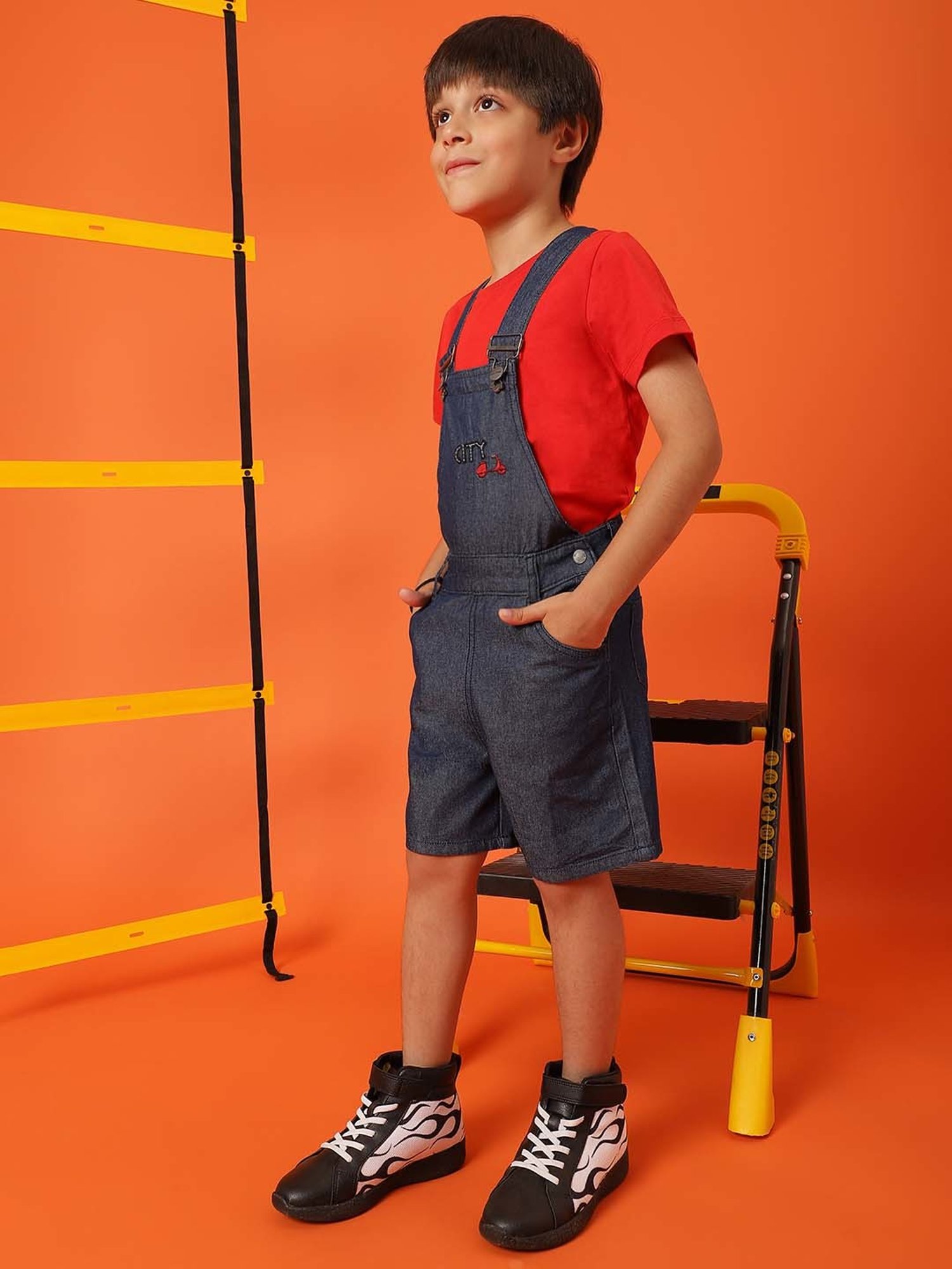 Kiddopanti Kids Blue Solid Dungaree