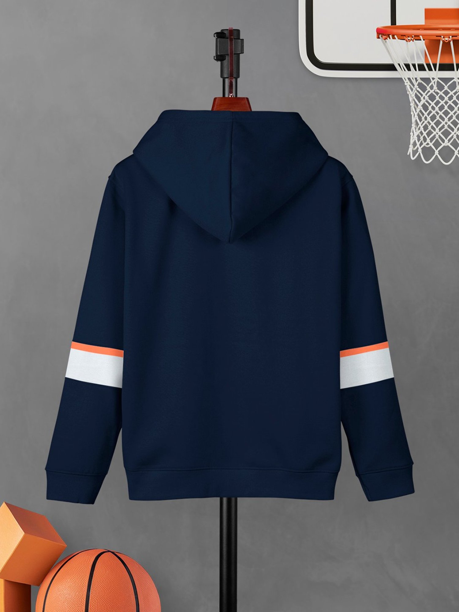 HELLCAT Kids Navy Printed Full Sleeves Hoodie T-Shirt with Trackpants