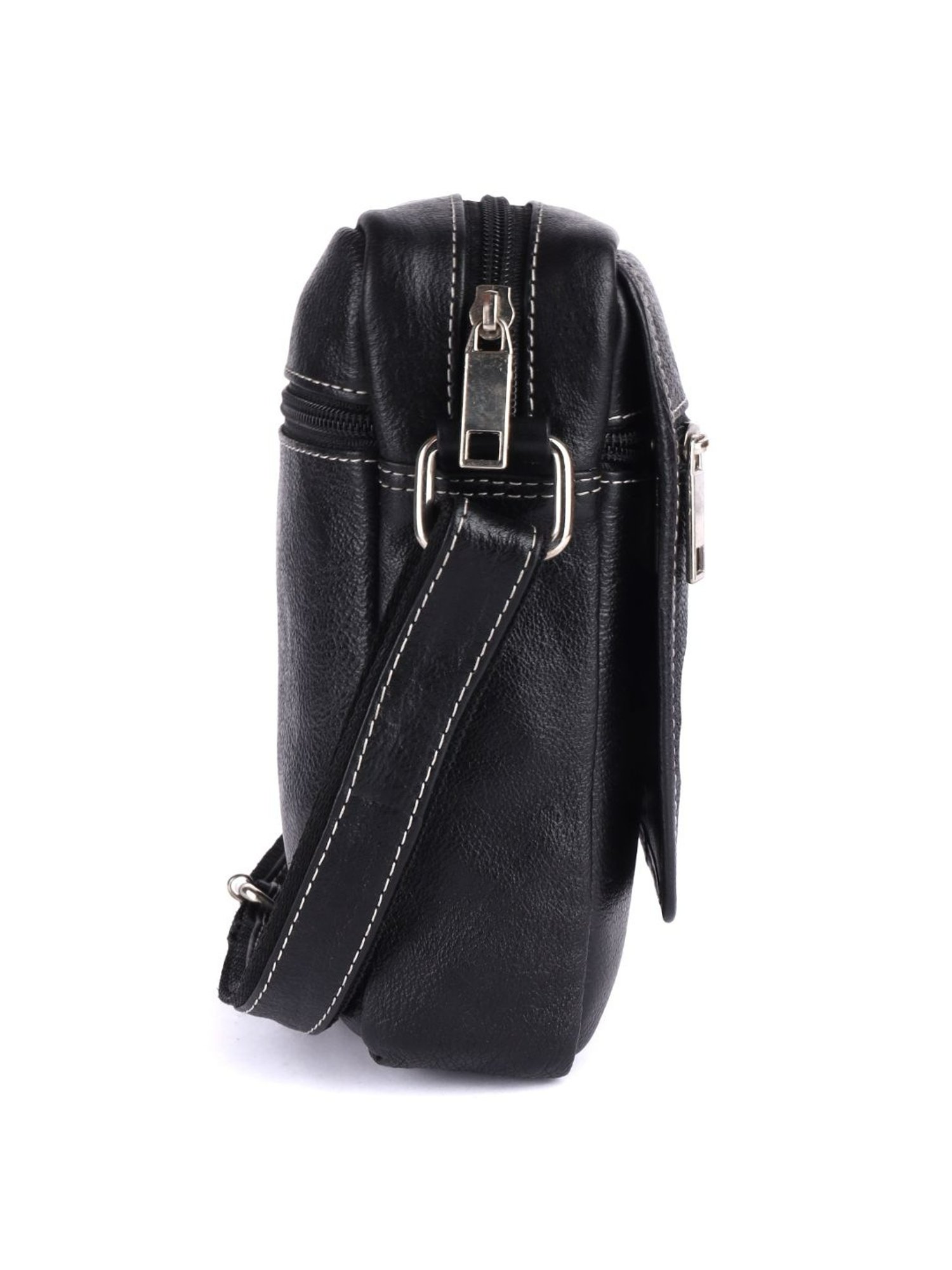 HiLEDER Black Textured Small Leather 5.5 inch Cross Body Bag
