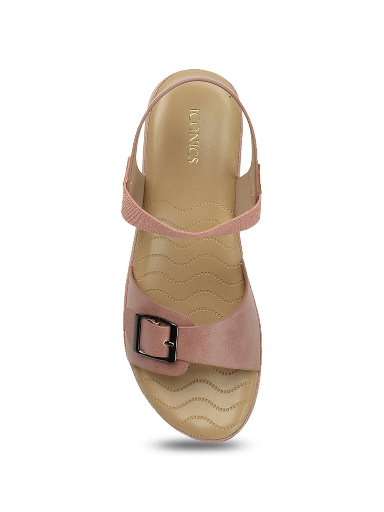 Iconics Women's Peach Ankle Strap Wedges