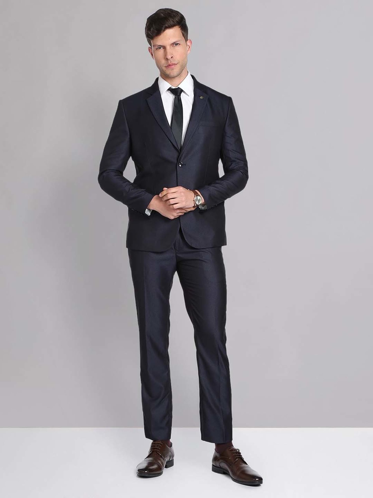 AD by Arvind Navy Regular Fit Two Piece Suit