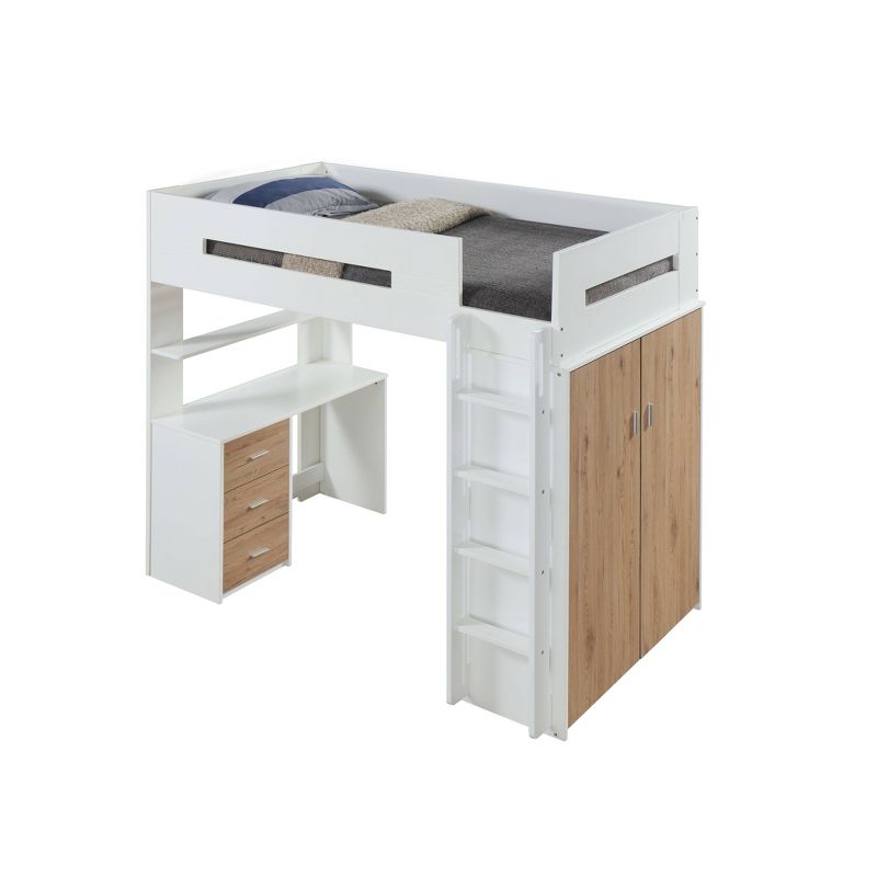 Nerice Loft Bed White/Oak - Acme Furniture