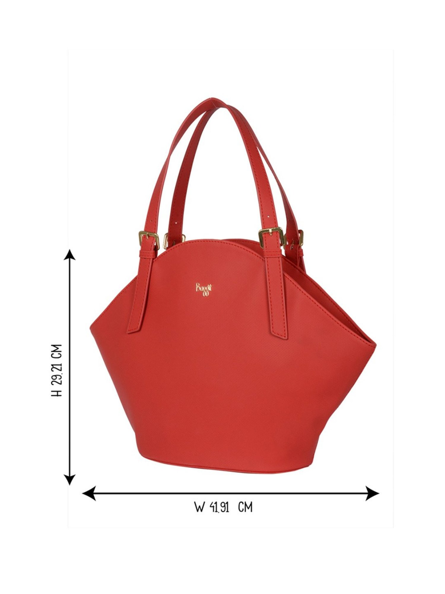 Baggit Red Solid Medium Tote Handbag