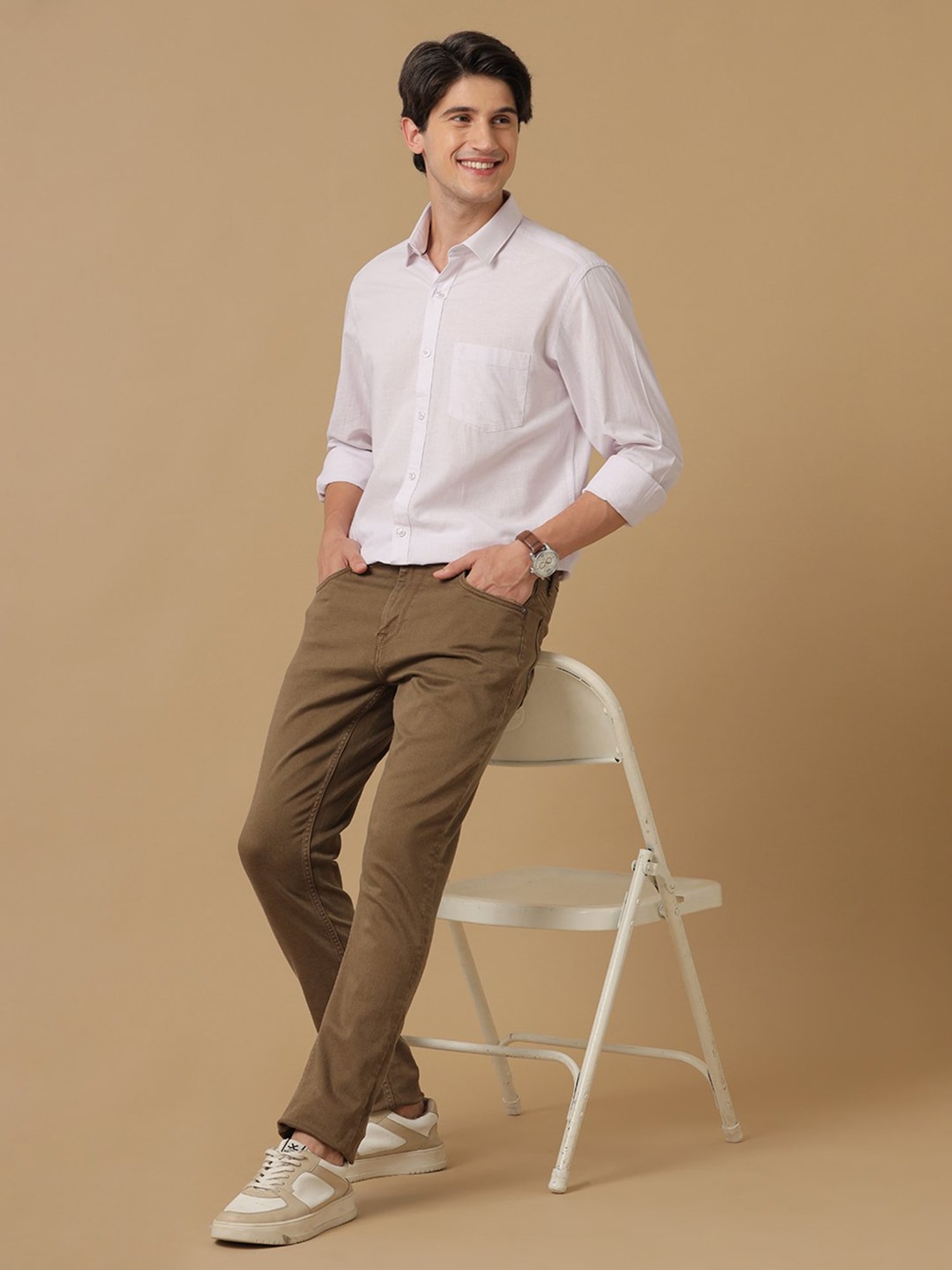 CAVALLO by Linen Club White Contemporary Fit Shirt