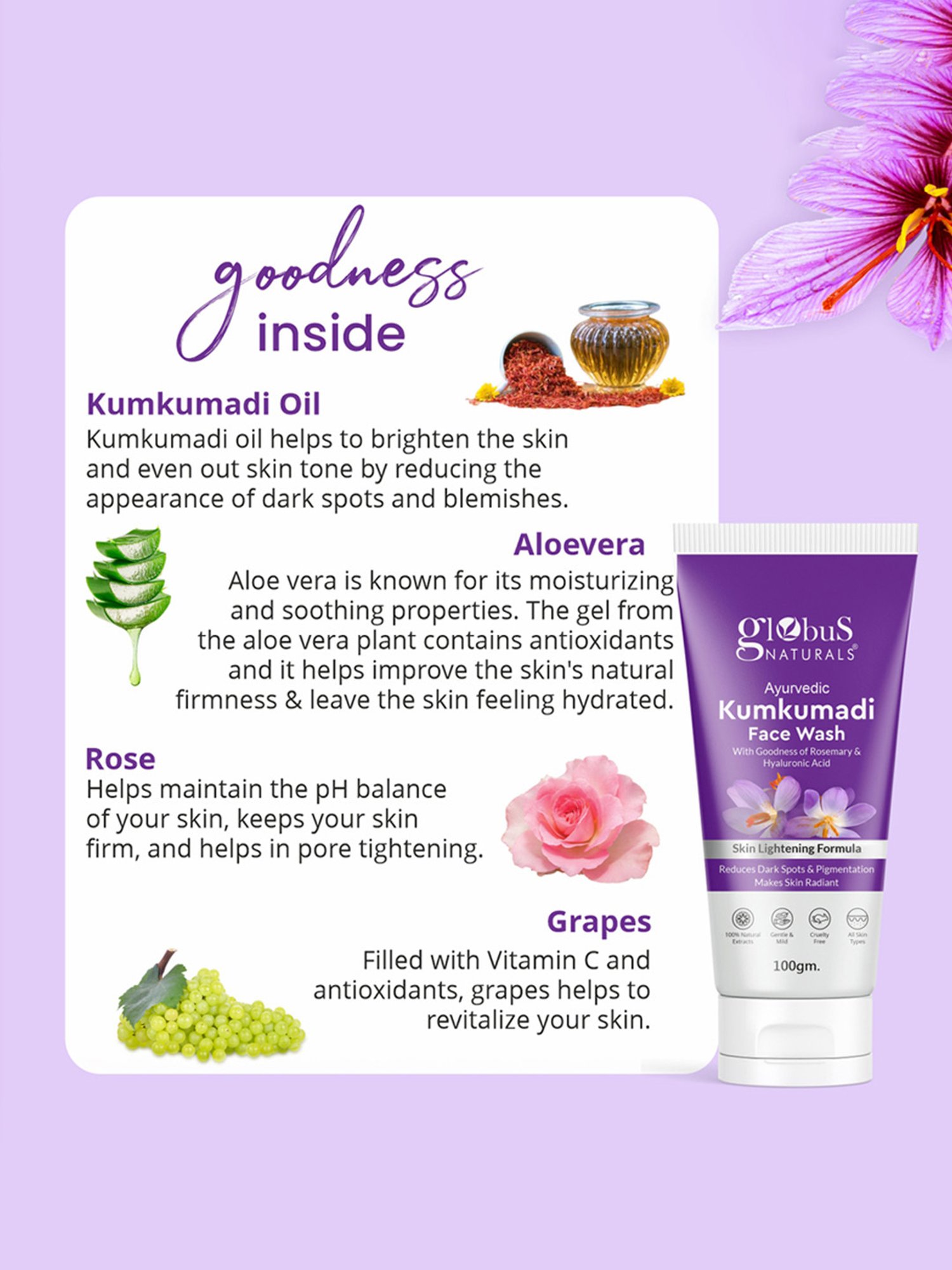 Globus Naturals Ayurvedic Kumkumadi Face Wash - Pack of 5