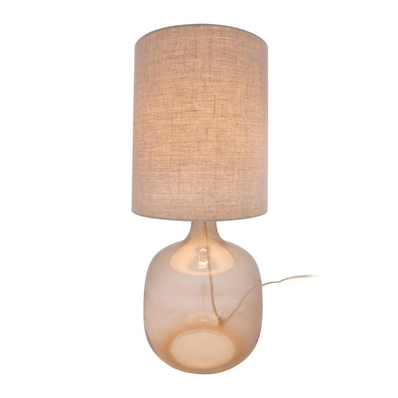 Possini Euro Design Industrial Table Lamp Oil Rubbed Bronze Clear Glass Burlap Tapered Drum Shade for Living Room Bedroom Bedside