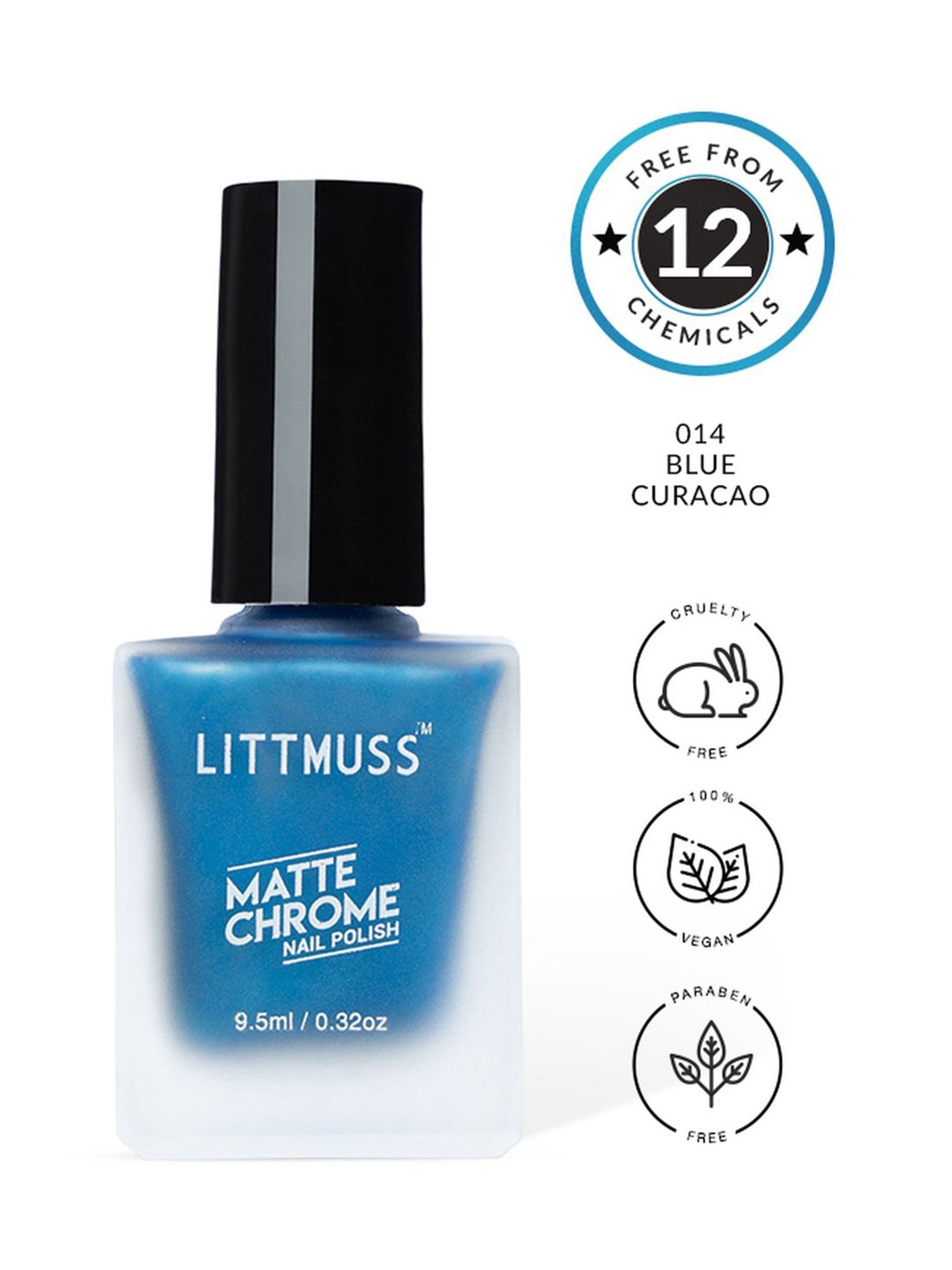 Littmuss Matte Chrome Nail Polish Blue Curacao 014 - 9.5 ml