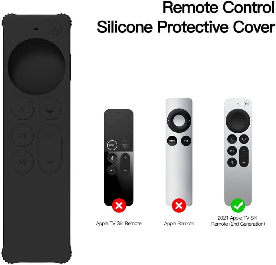 AWINNER Protective Case Compatible for 2021 Apple TV Siri Remote (2nd Generation) - Lightweight [Anti Slip] Shock Proof Silicone Cover Compatible for 2021 Apple TV 4K and Apple TV HD (Black)