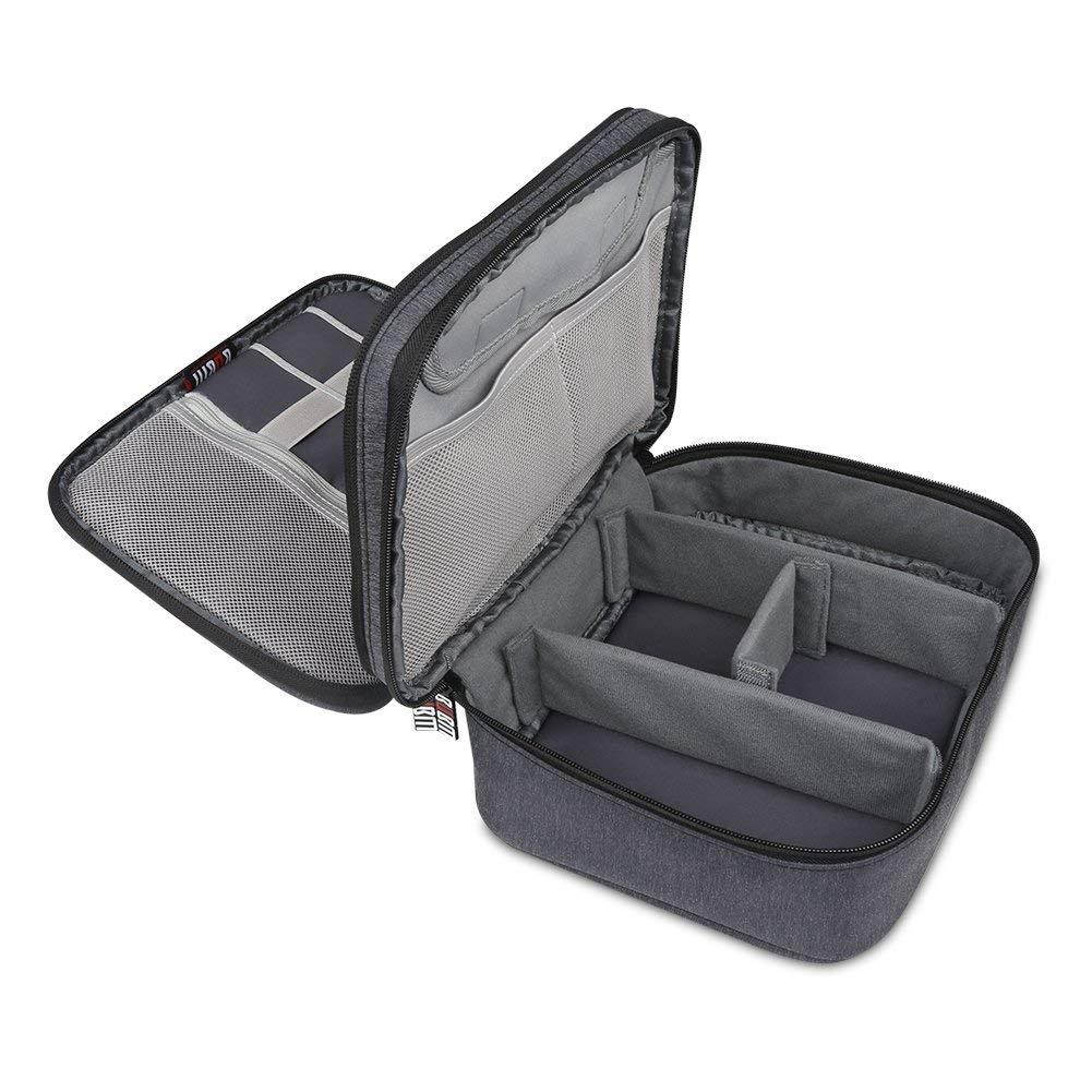 BUBM Electronic Organizer, Double Layer Travel Accessories Storage Bag for Cord, Adapter, Battery, Camera and More-a Sleeve Pouch for iPad or up to 9.7" Tablet(Large, Black)